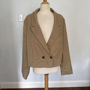 White Birch Black Label Cropped‎ Tan Blazer 2X Minimalist Preppy Jacket